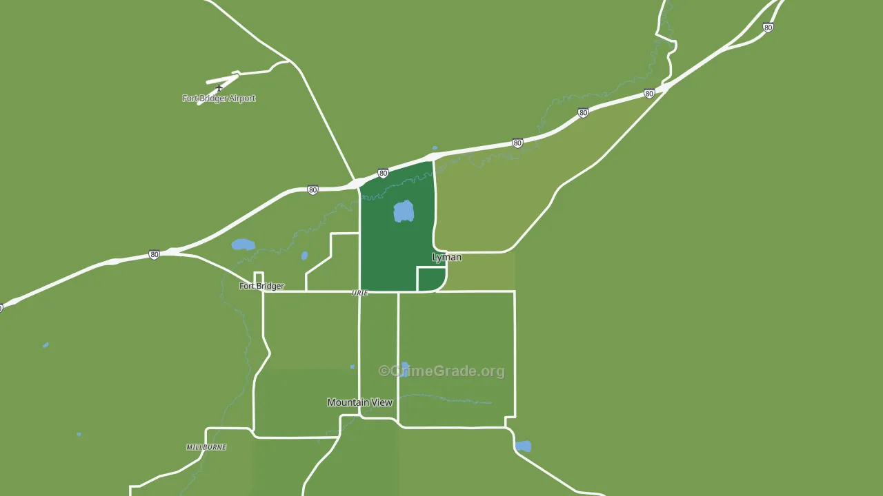 Lyman, WY Map of Vehicle Theft Rates