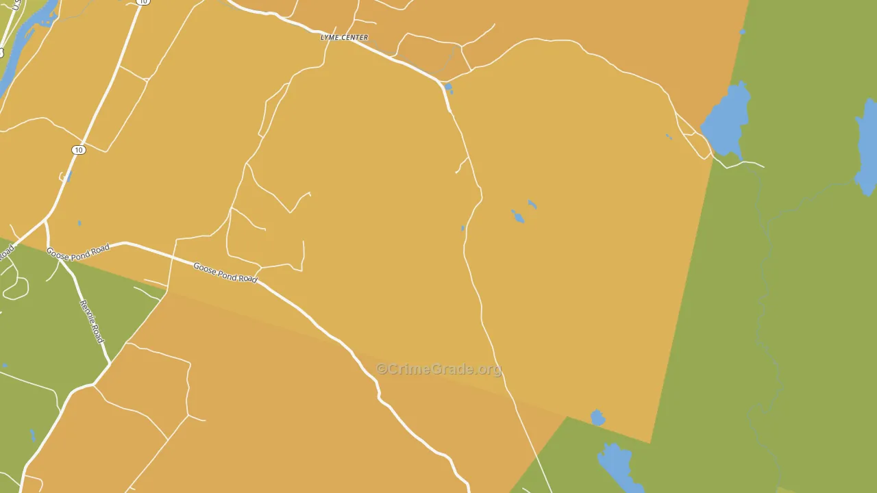 Lyme Center, NH Map of Vehicle Theft Rates