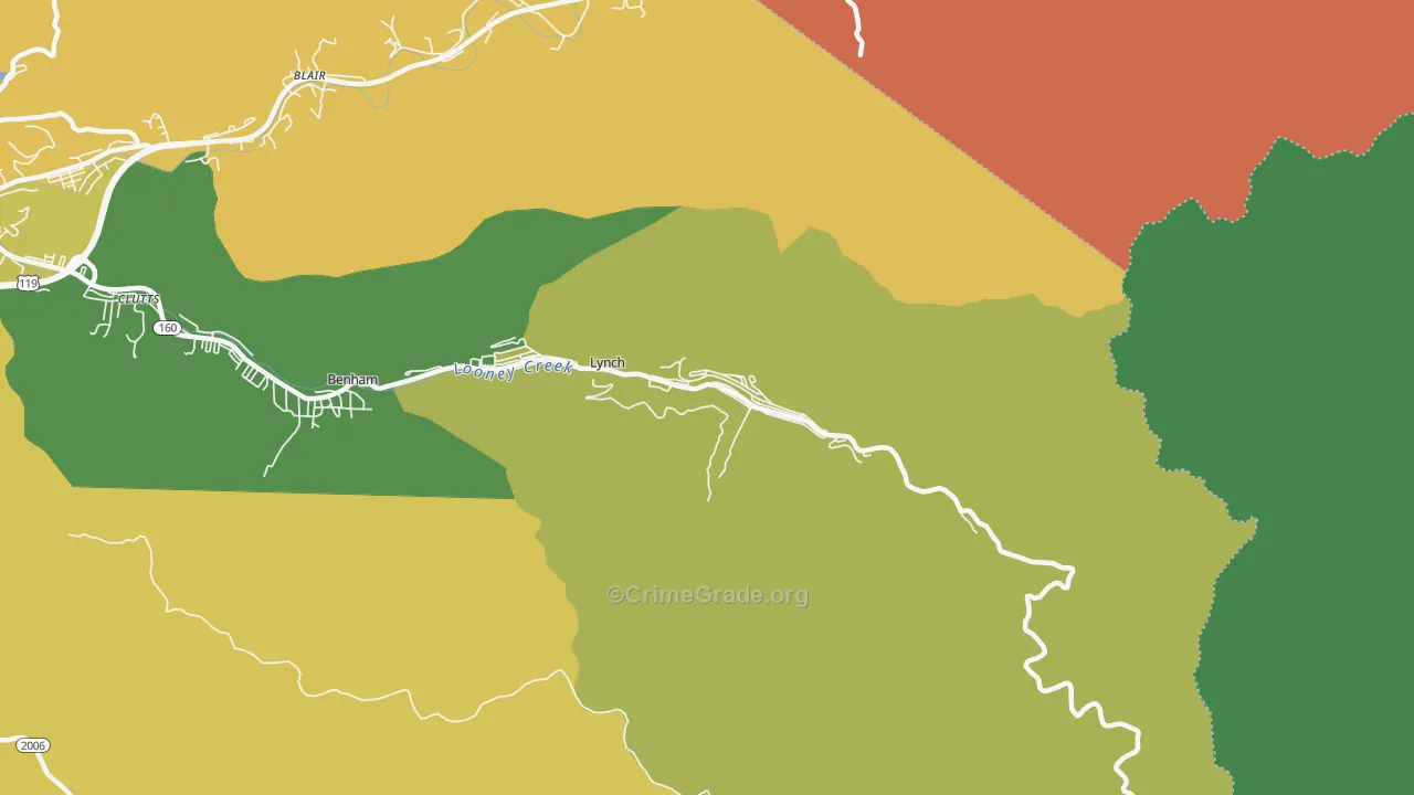 Lynch, KY Map of Vehicle Theft Rates