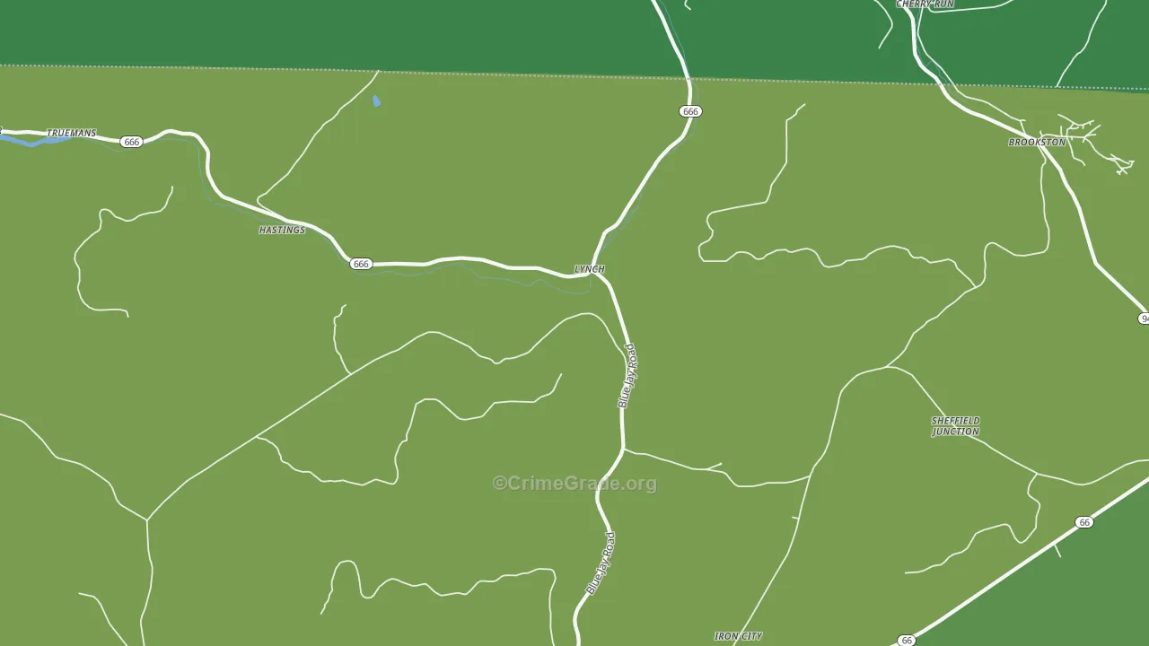 Lynch, PA Map of Vehicle Theft Rates