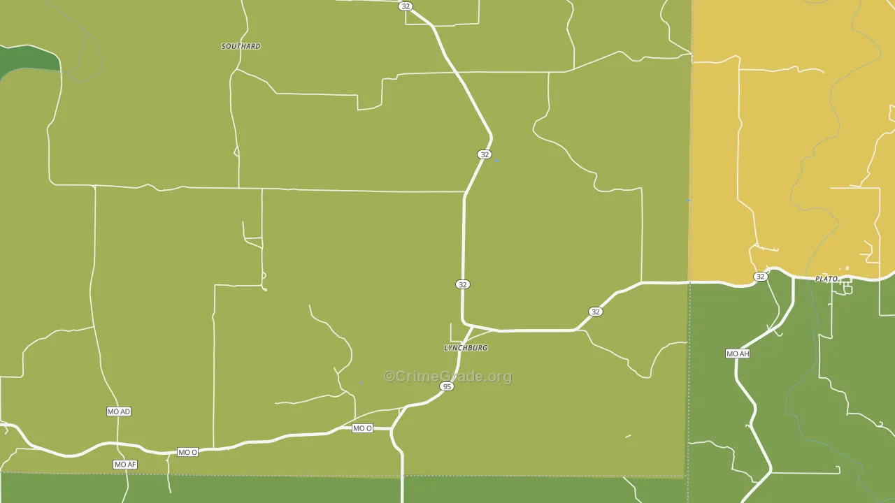 Lynchburg, MO Map of Vehicle Theft Rates