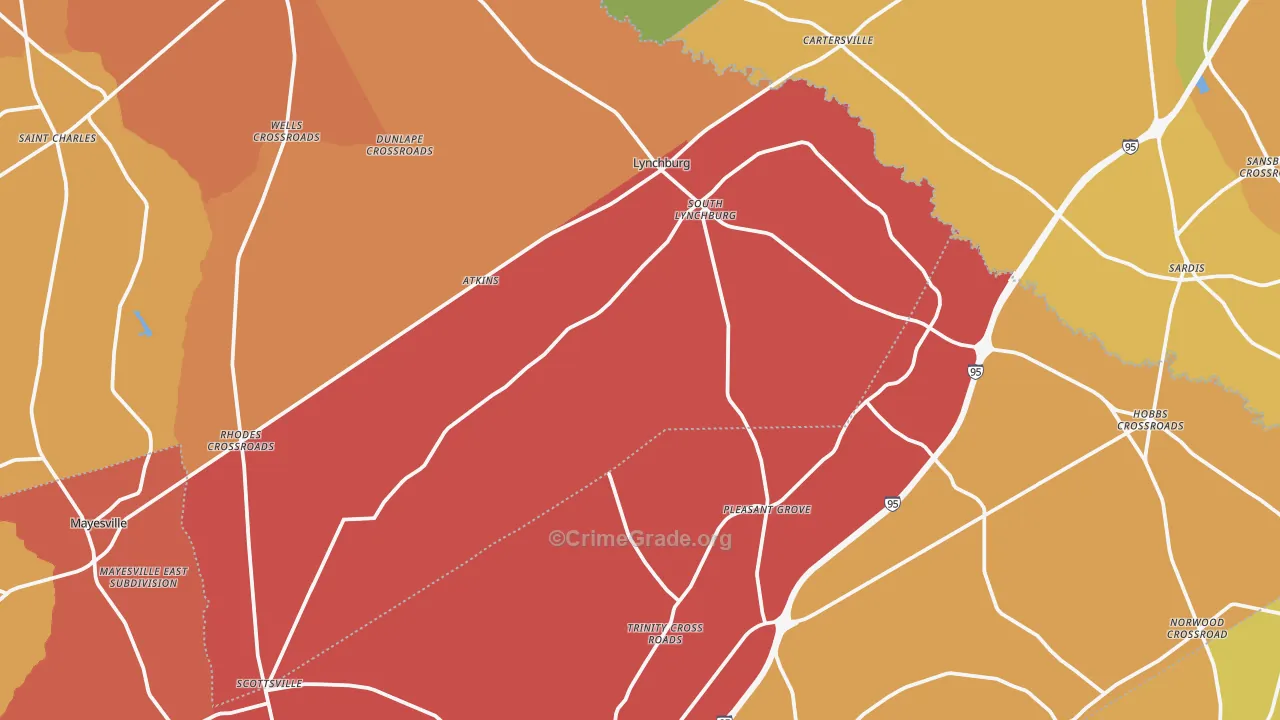 Lynchburg, SC Map of Vehicle Theft Rates