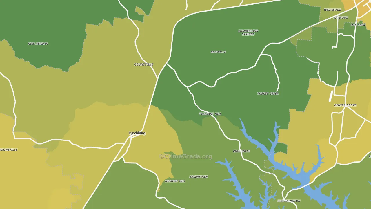 Lynchburg, TN Map of Vehicle Theft Rates