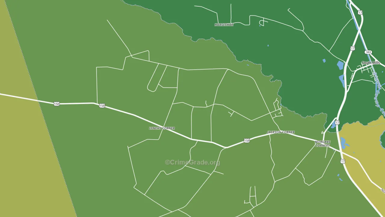 Lynchs Corner, NC Map of Vehicle Theft Rates