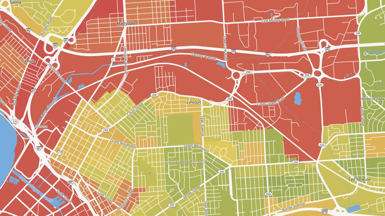 Lyncourt, NY Map of Vehicle Theft Rates