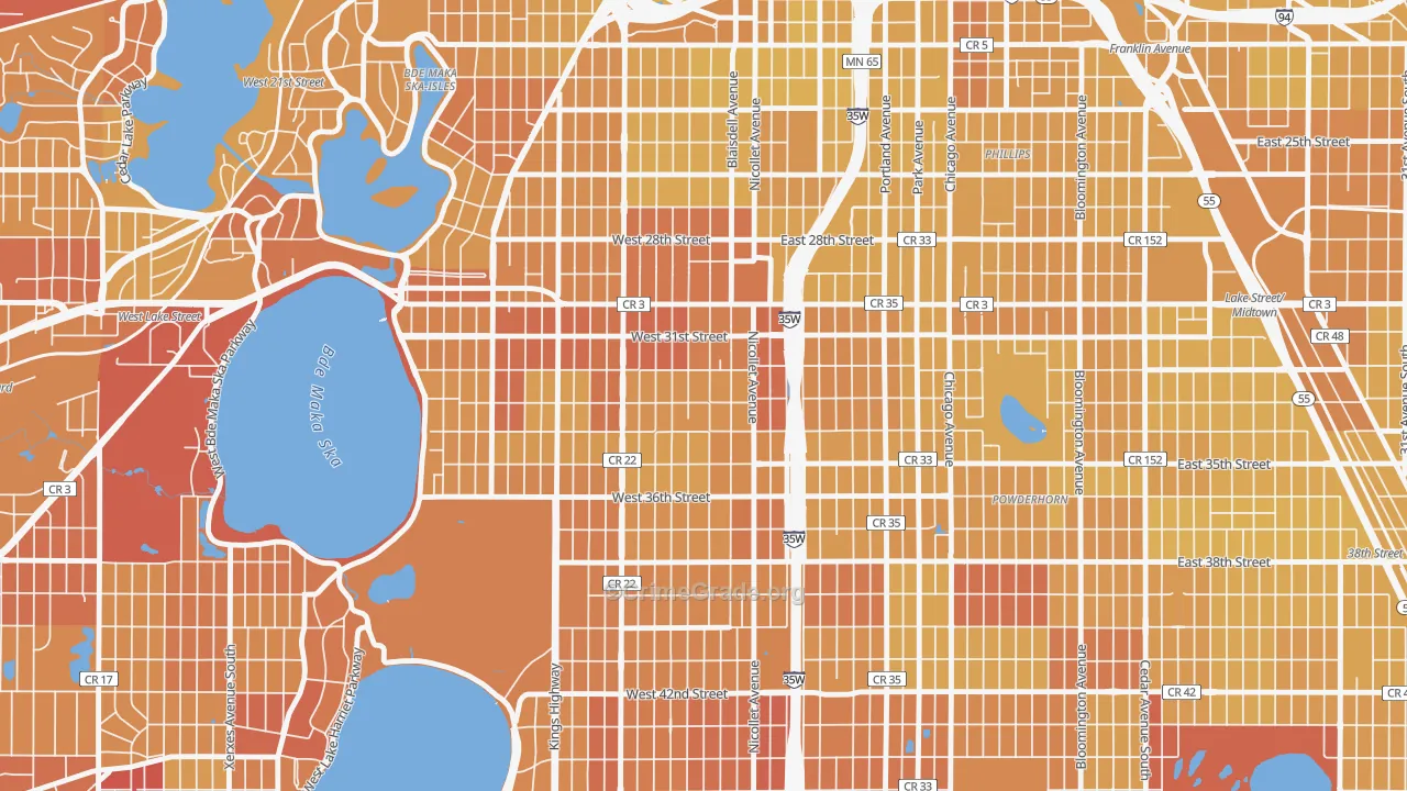 Lyndale, Minneapolis, MN Map of Vehicle Theft Rates