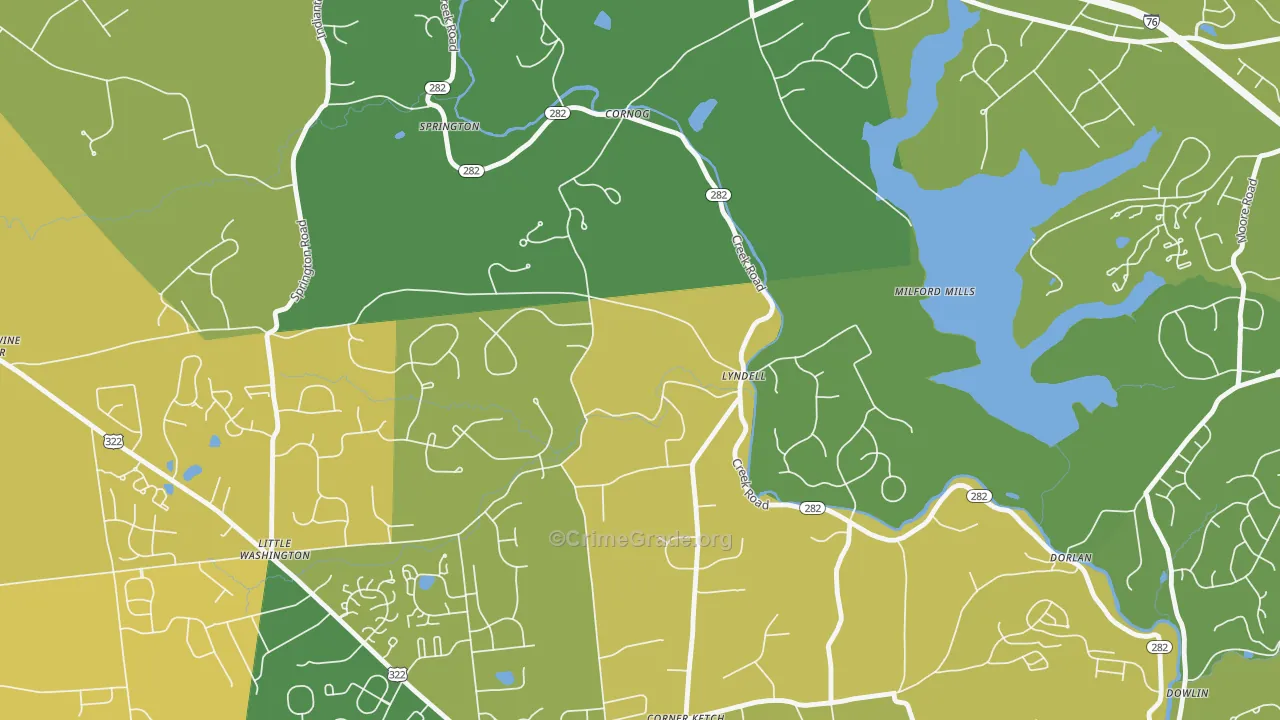 Lyndell, PA Map of Vehicle Theft Rates