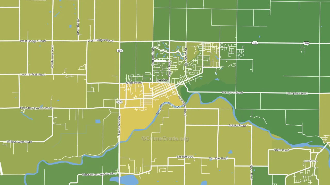 Lynden, WA Map of Vehicle Theft Rates