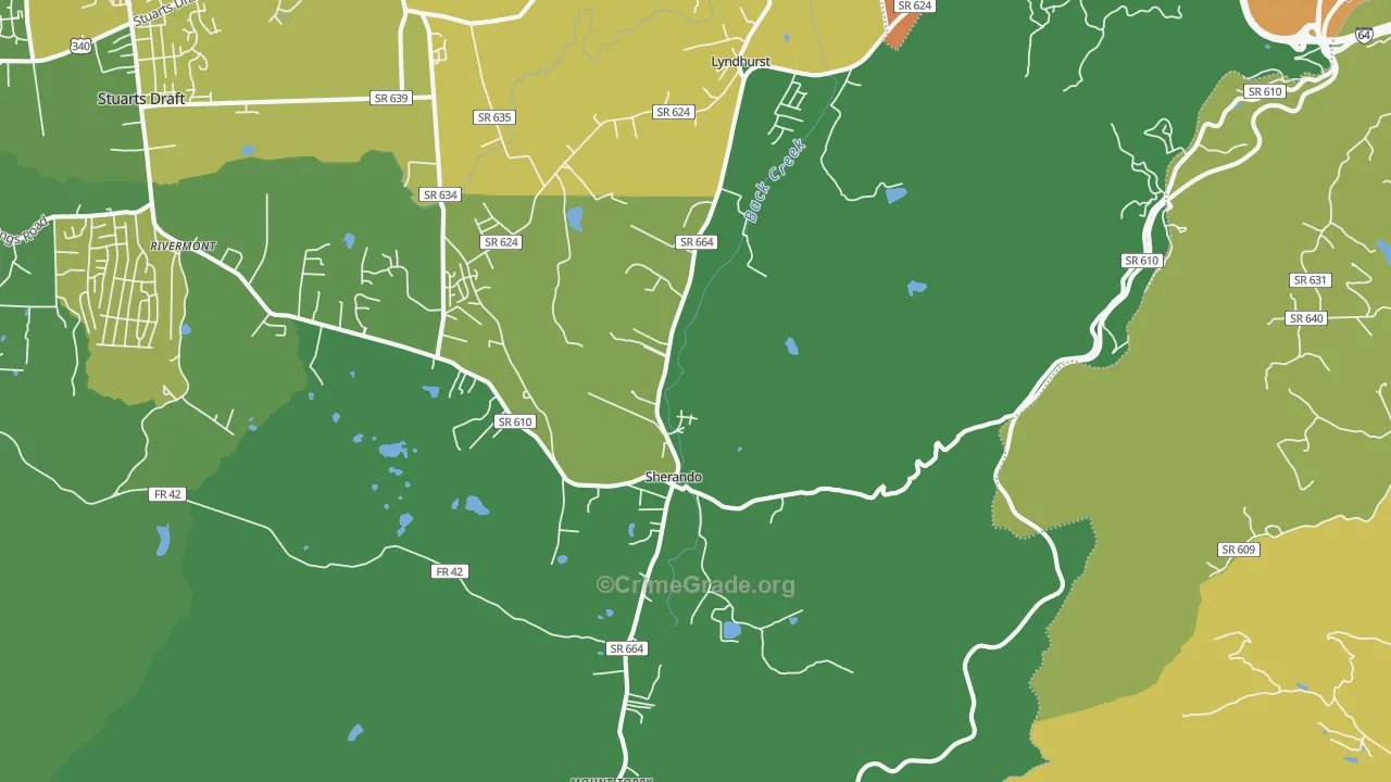 Lyndhurst, VA Map of Vehicle Theft Rates