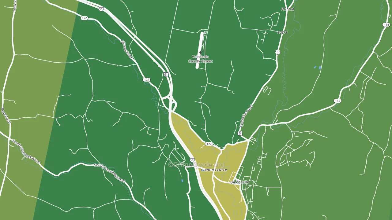 Lyndon Center, VT Map of Vehicle Theft Rates