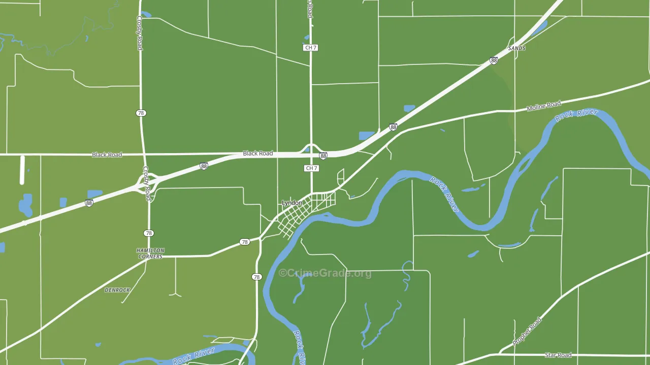 Lyndon, IL Map of Vehicle Theft Rates