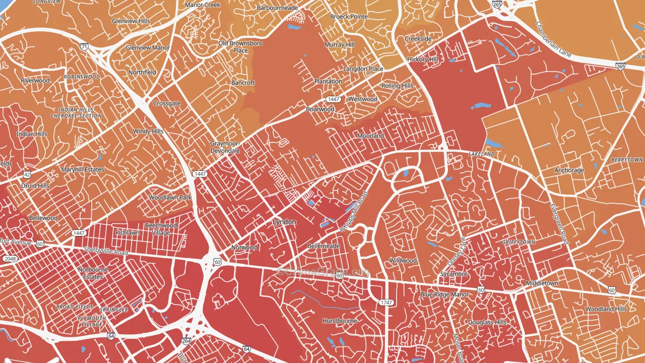 Lyndon, KY Map of Vehicle Theft Rates