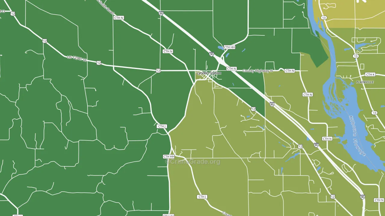 Lyndon Station, WI Map of Vehicle Theft Rates