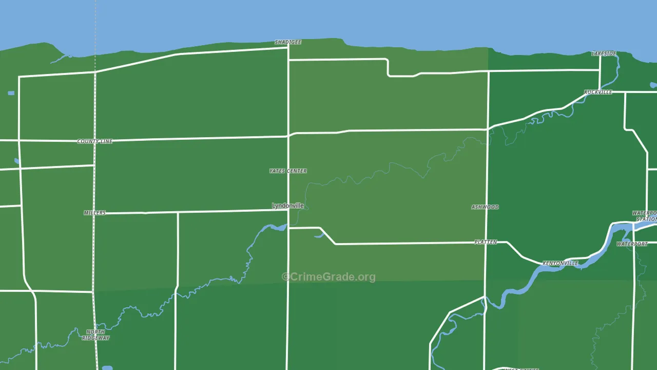 Lyndonville, NY Map of Vehicle Theft Rates