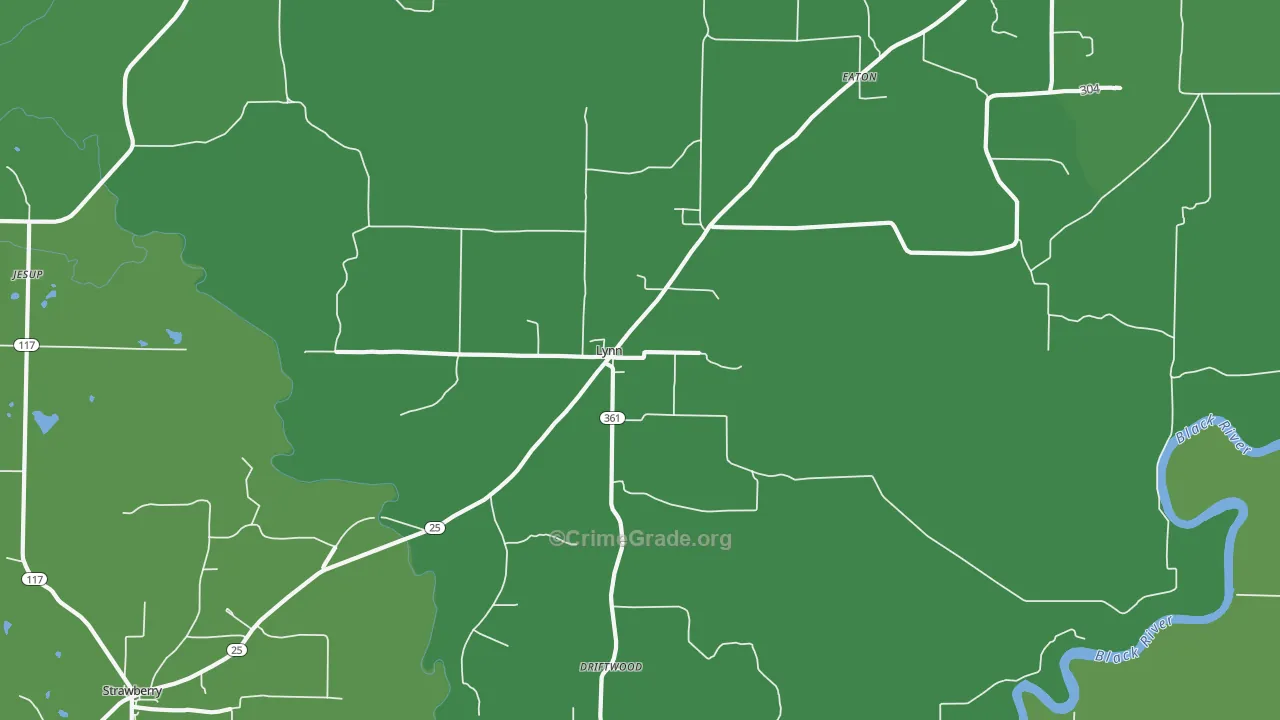 Lynn, AR Map of Vehicle Theft Rates