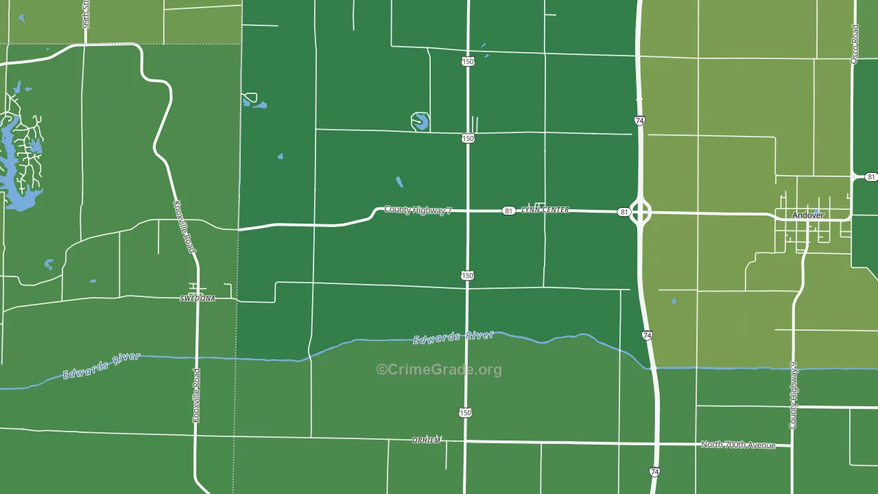 Lynn Center, IL Map of Vehicle Theft Rates