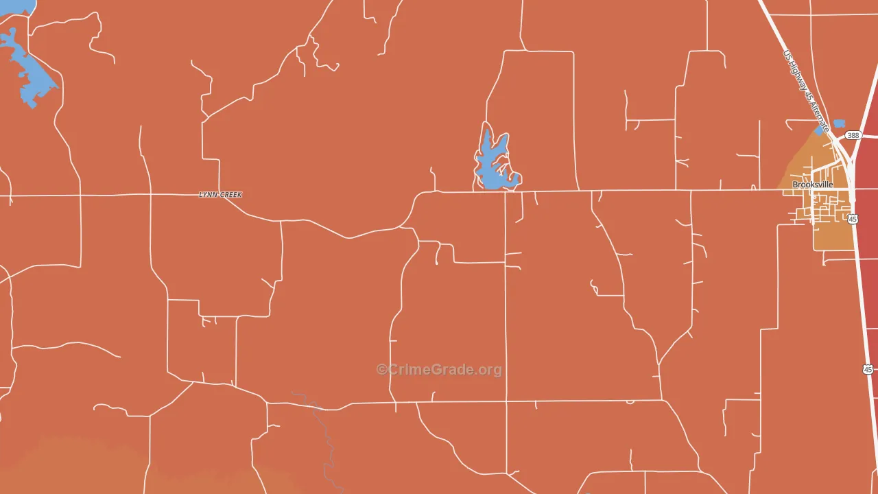 Lynn Creek, MS Map of Vehicle Theft Rates