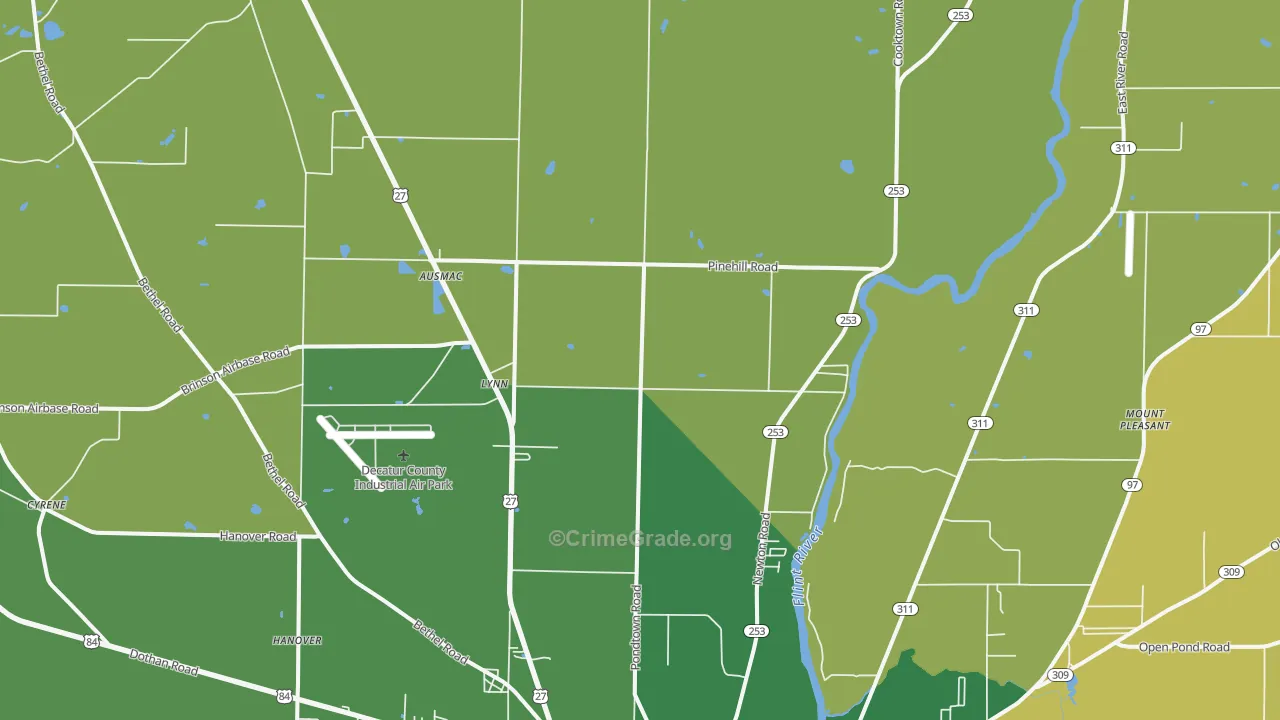 Lynn, GA Map of Vehicle Theft Rates