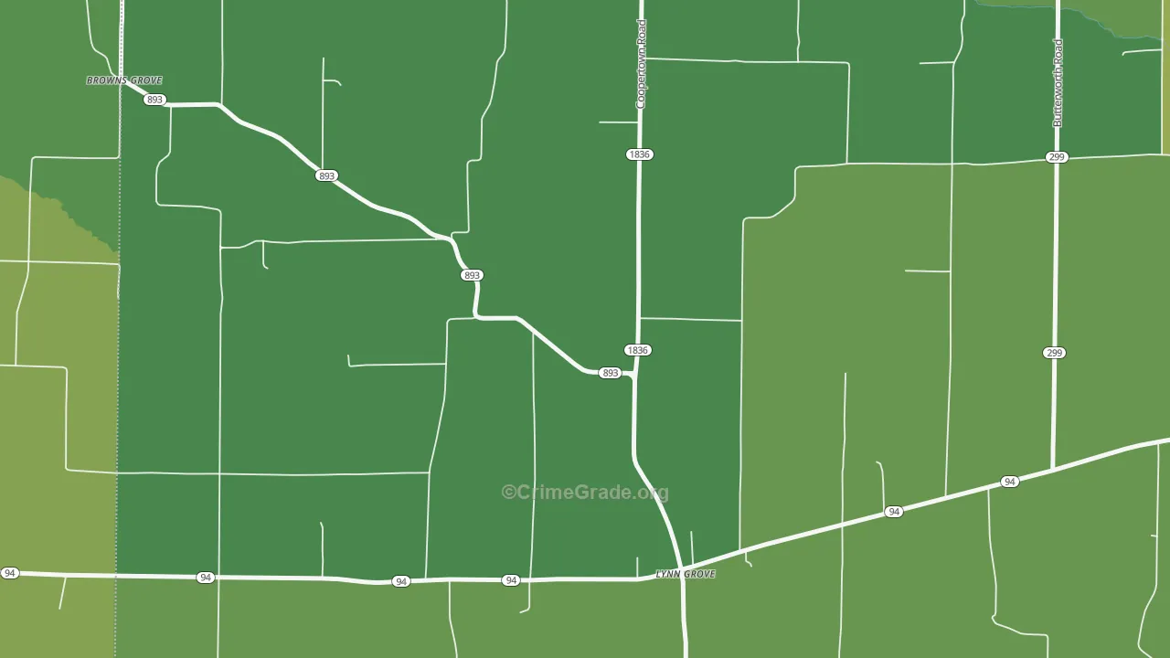 Lynn Grove, KY Map of Vehicle Theft Rates