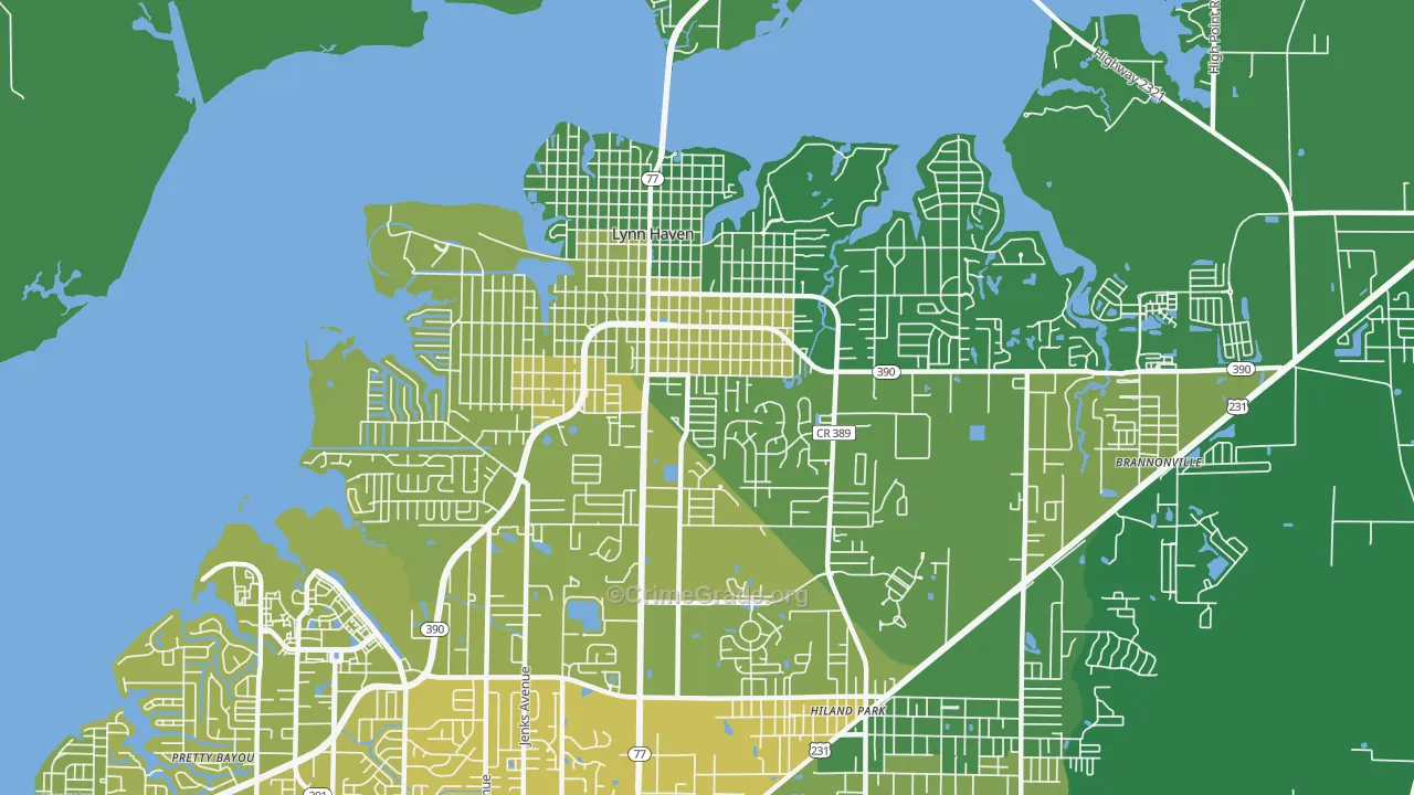 Lynn Haven, FL Map of Vehicle Theft Rates