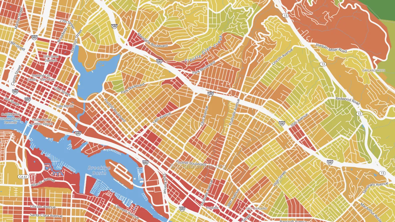 Lynn-Highland Park, Oakland, CA Map of Vehicle Theft Rates