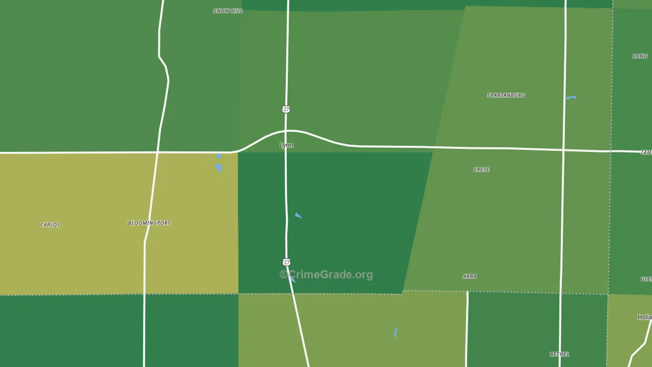 Lynn, IN Map of Vehicle Theft Rates