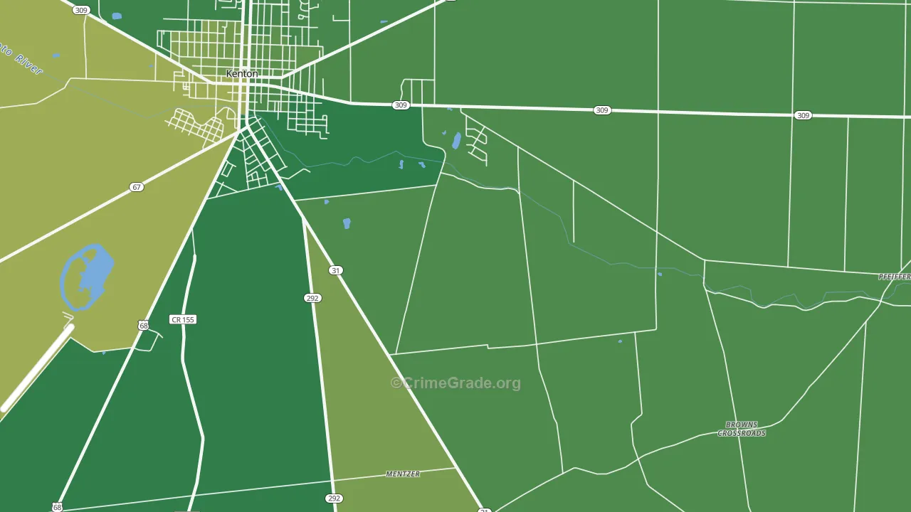 Lynn, OH Map of Vehicle Theft Rates