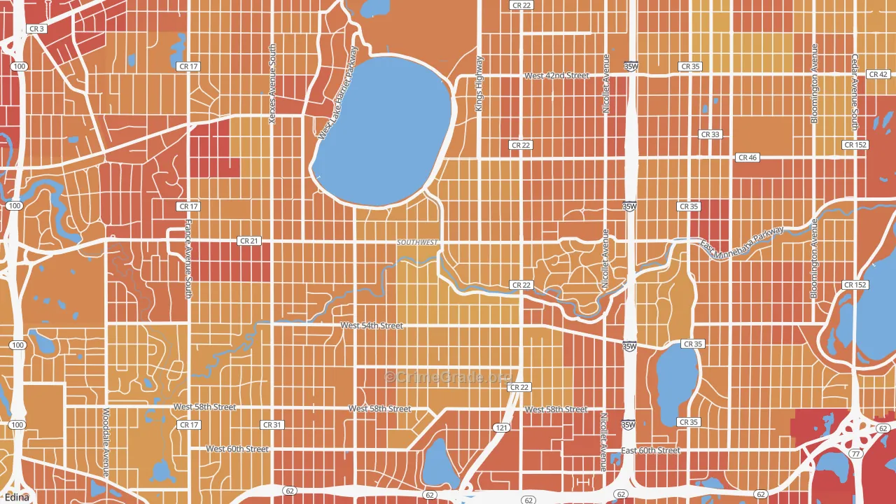 Lynnhurst, Minneapolis, MN Map of Vehicle Theft Rates