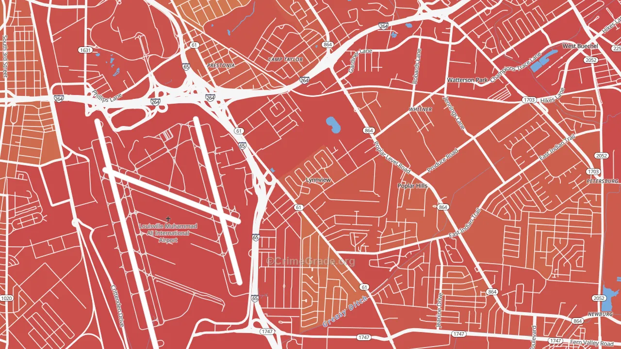 Lynnview, KY Map of Vehicle Theft Rates