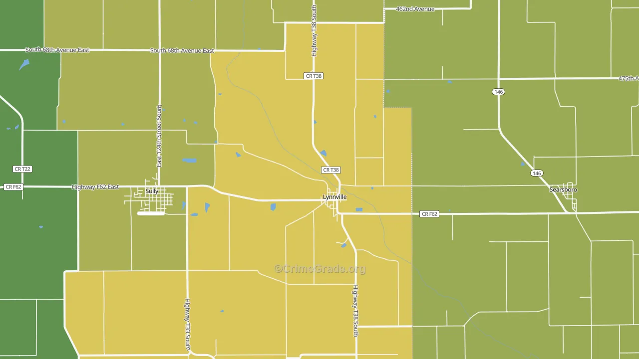 Lynnville, IA Map of Vehicle Theft Rates
