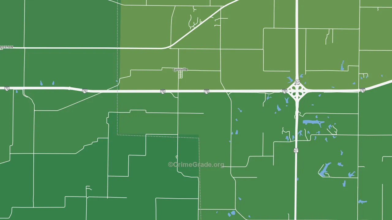 Lynnville, IL Map of Vehicle Theft Rates