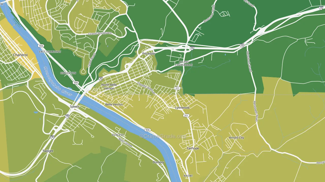 Lynnwood-Pricedale, PA Map of Vehicle Theft Rates