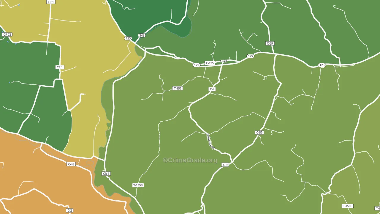Lynx, OH Map of Vehicle Theft Rates