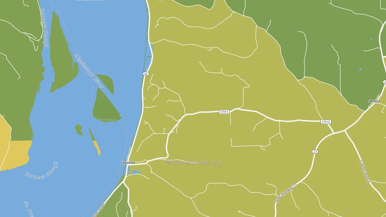 Lynxville, WI Map of Vehicle Theft Rates