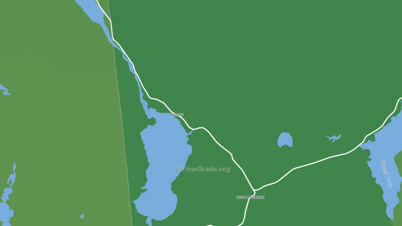 Lyon Mountain, NY Map of Vehicle Theft Rates