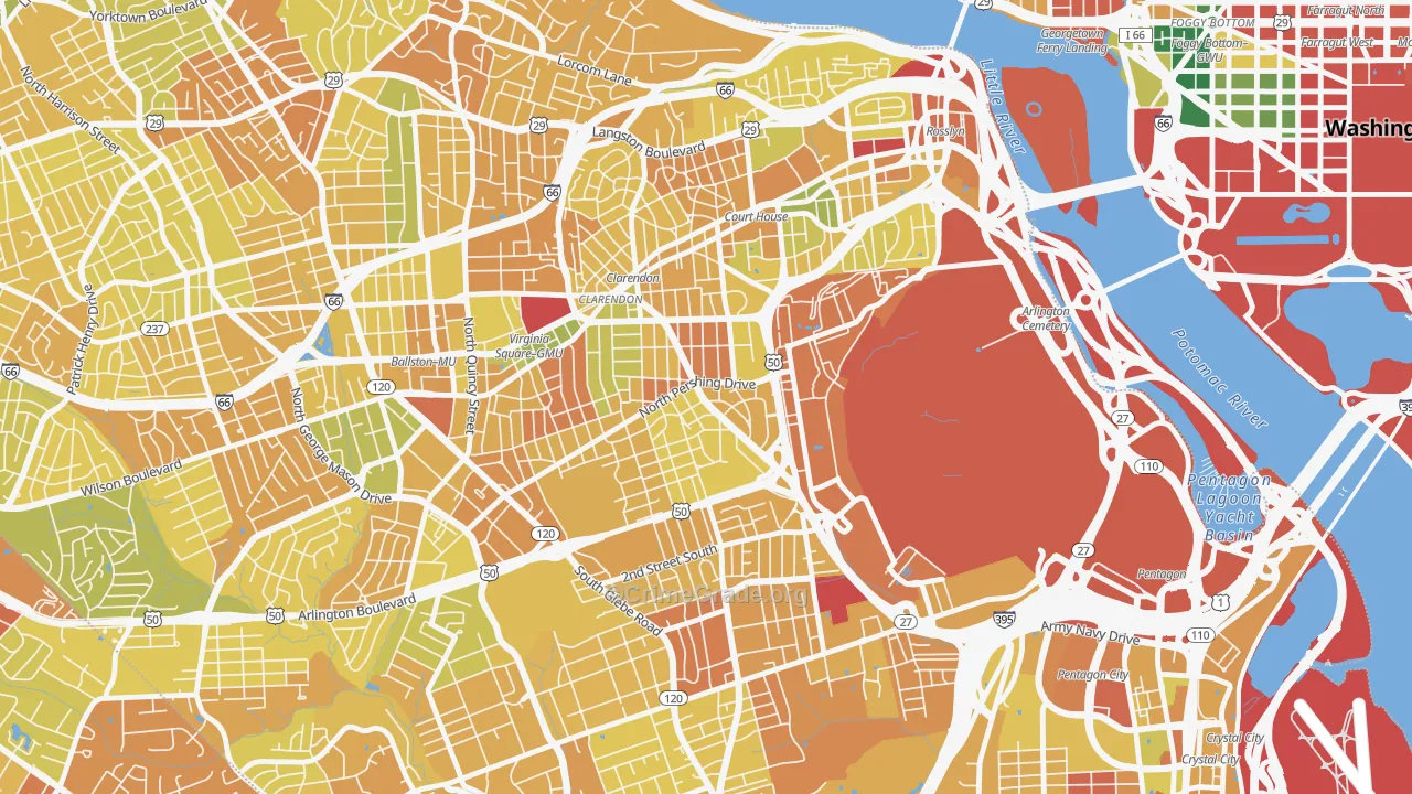 Lyon Park, Arlington, VA Map of Vehicle Theft Rates