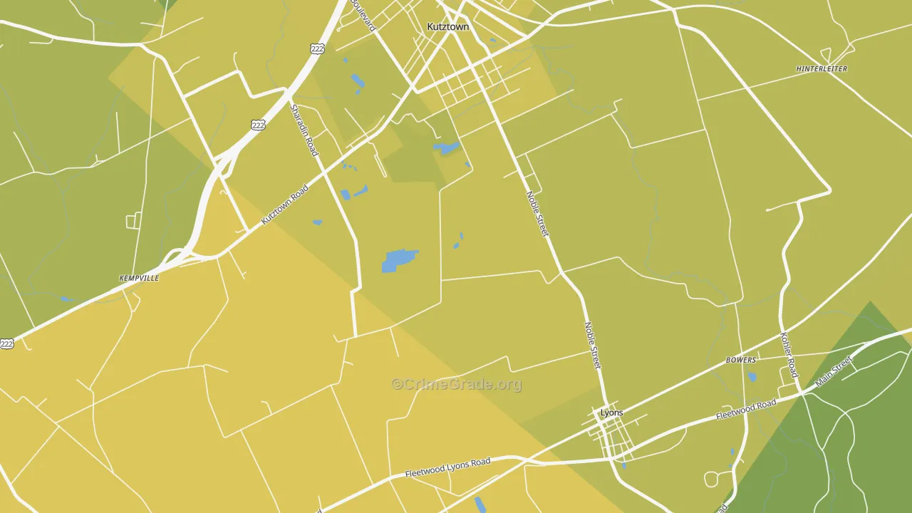 Lyon Station, PA Map of Vehicle Theft Rates