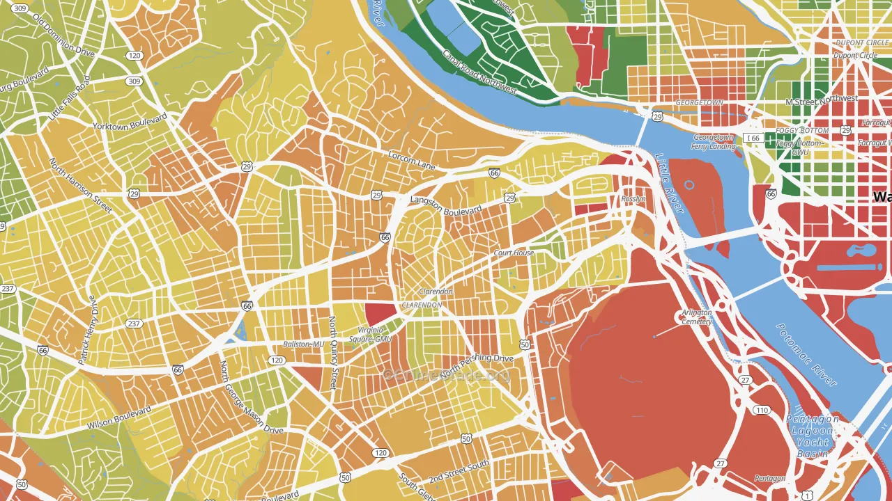 Lyon Village, Arlington, VA Map of Vehicle Theft Rates