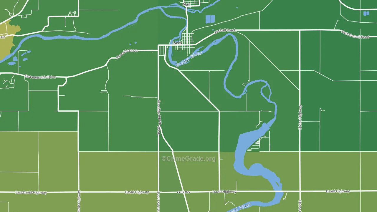 Lyons, MI Map of Vehicle Theft Rates