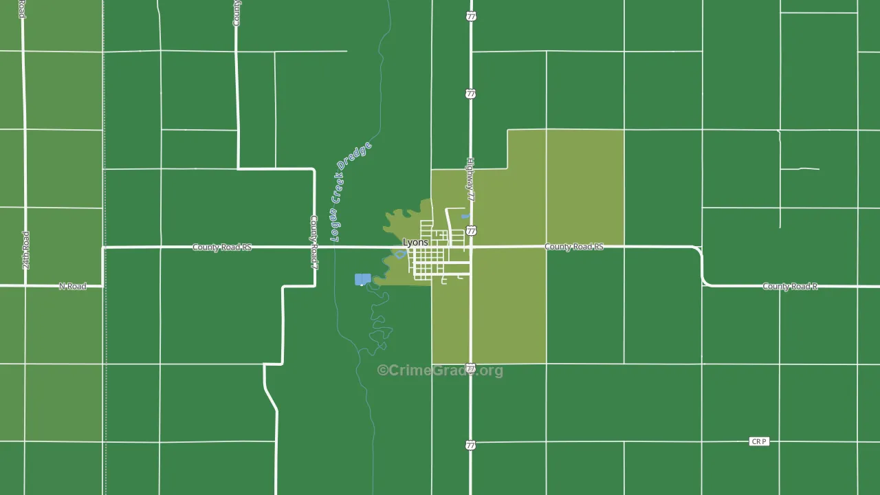 Lyons, NE Map of Vehicle Theft Rates