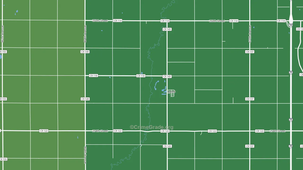 Lyons, SD Map of Vehicle Theft Rates