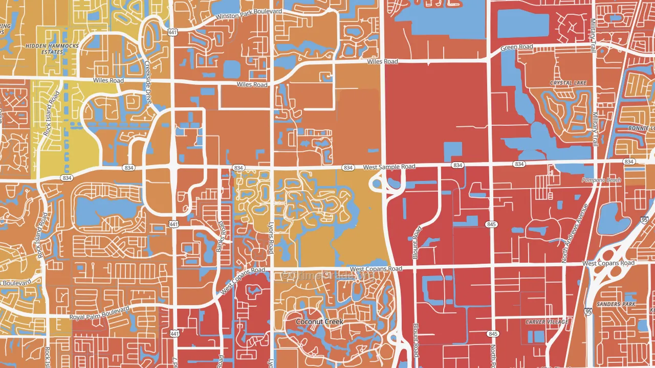 Lyons Tradewinds Park, Coconut Creek, FL Map of Vehicle Theft Rates