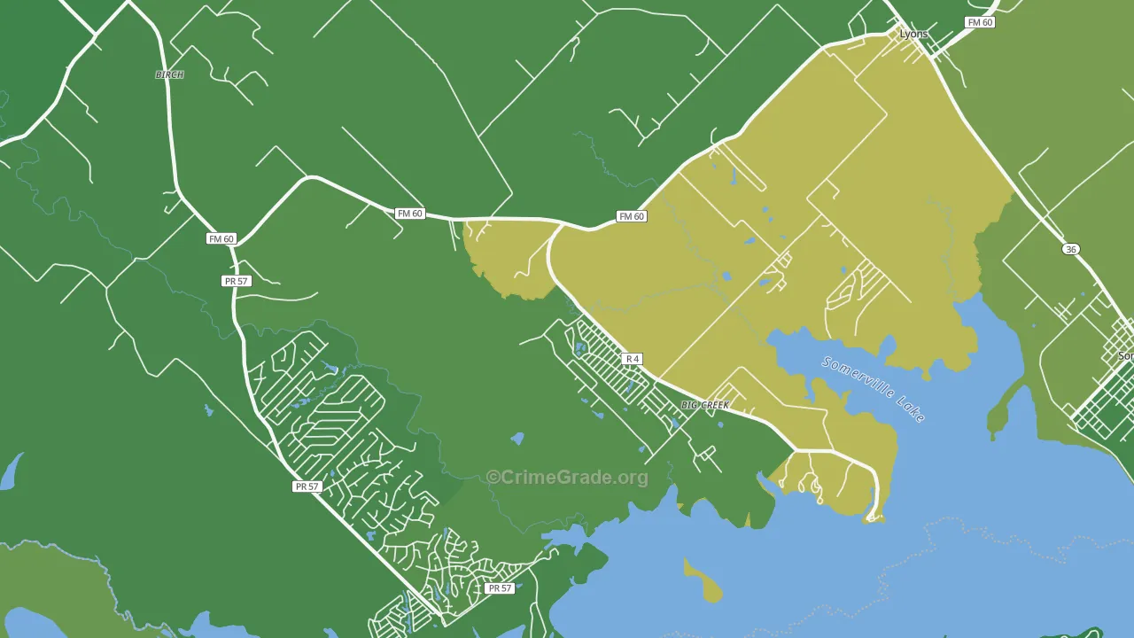 Lyons, TX Map of Vehicle Theft Rates