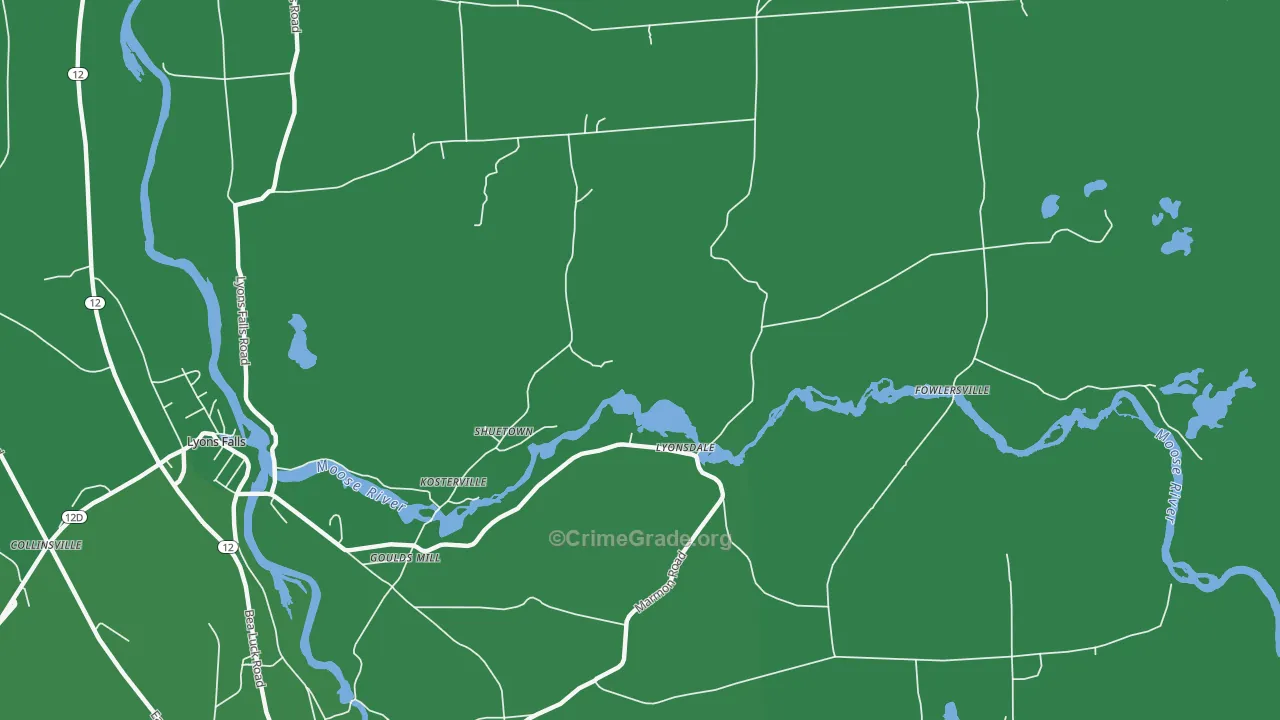 Lyonsdale, NY Map of Vehicle Theft Rates
