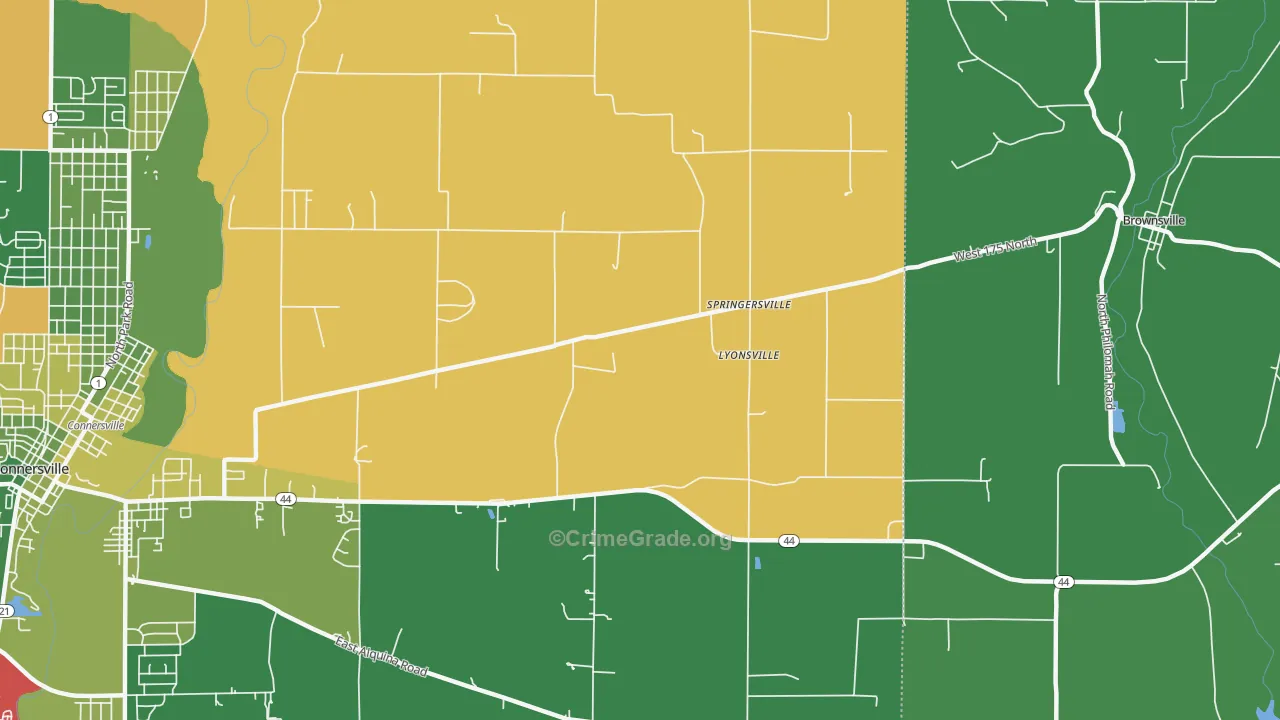 Lyonsville, IN Map of Vehicle Theft Rates