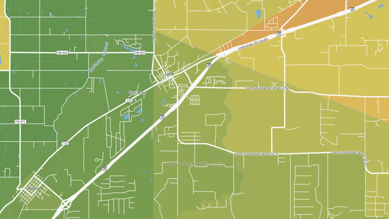 Lytle, TX Map of Vehicle Theft Rates