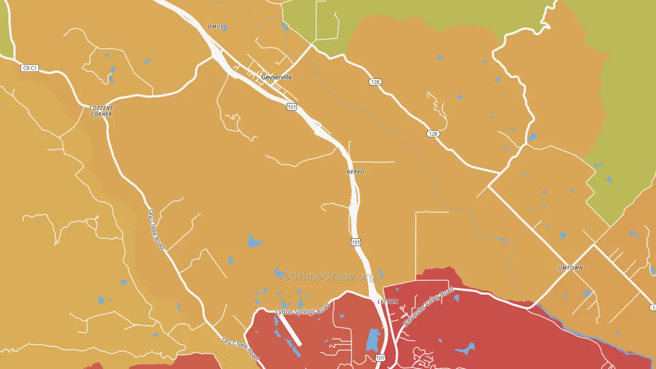 Lytton, CA Map of Vehicle Theft Rates