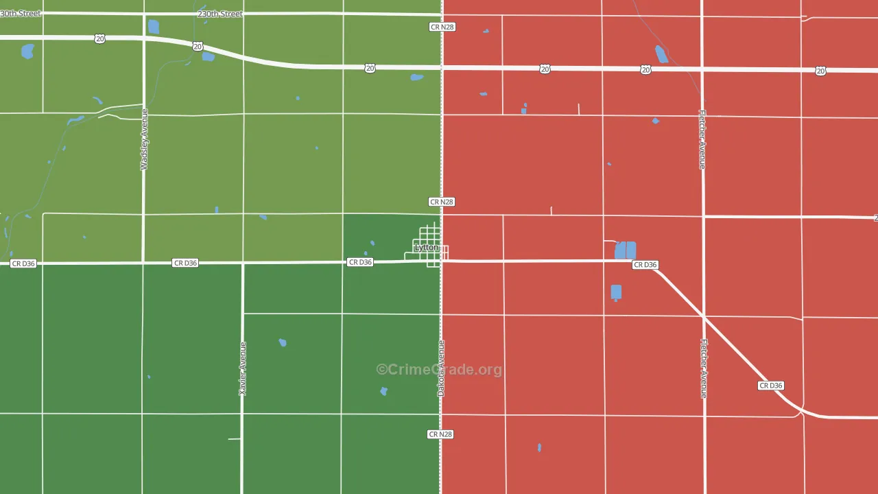 Lytton, IA Map of Vehicle Theft Rates