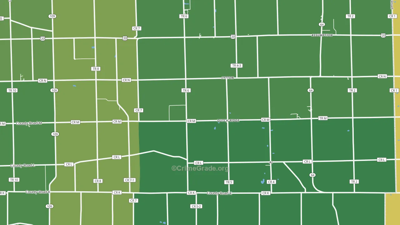 Lytton, OH Map of Vehicle Theft Rates