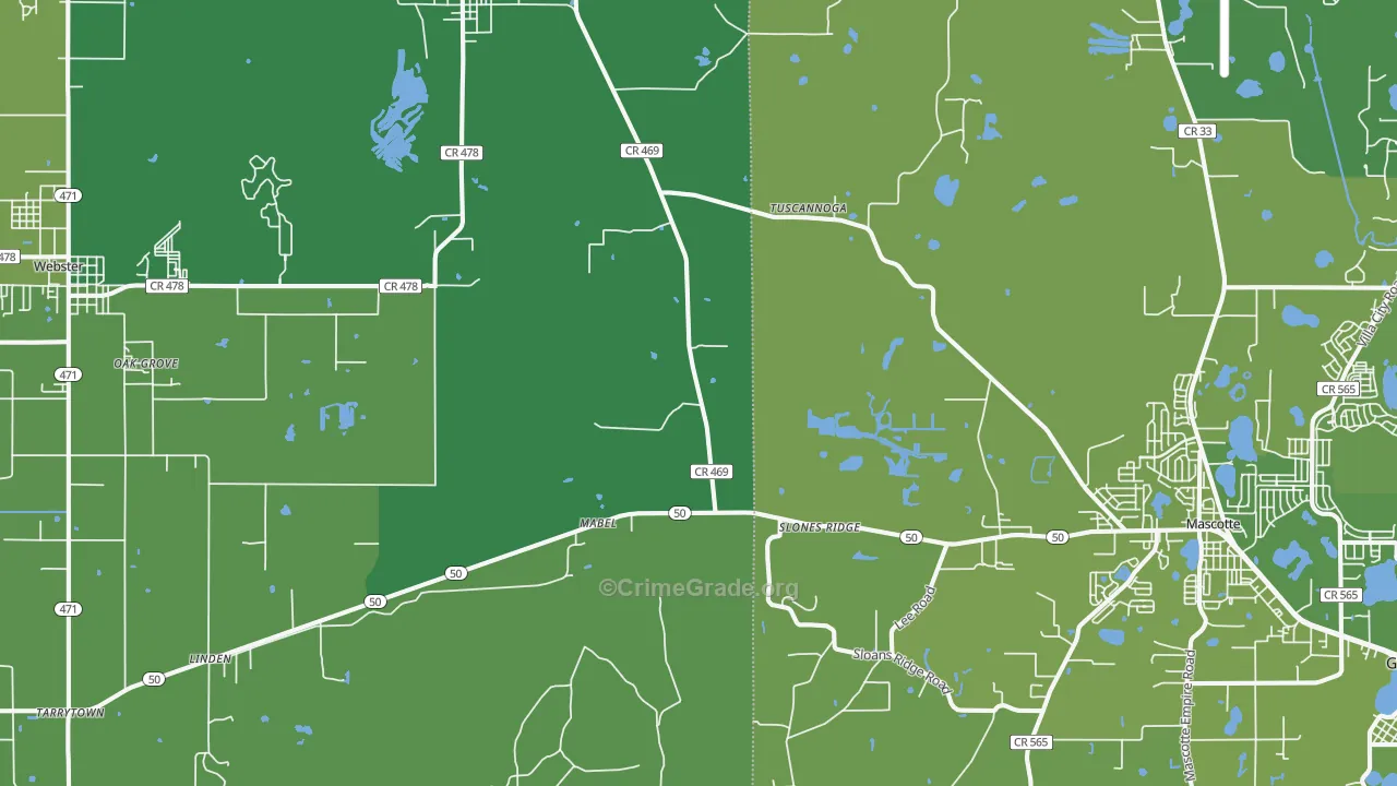 Mabel, FL Map of Vehicle Theft Rates